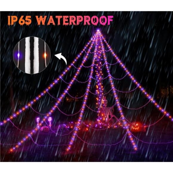 Halloween Spider Web Lights Decoration 250 LED Light up Spider Webs Halloween - Picture 6 of 7